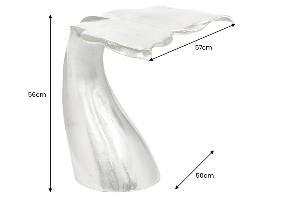 Design Beistelltisch WILDLIFE Walflosse 60cm silber Metall handmade