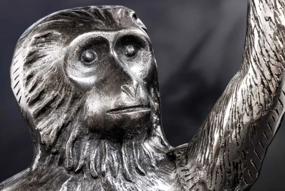 Design Beistelltisch WILDLIFE MONKEY 60cm silber Metall handmade