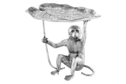 Design Beistelltisch WILDLIFE MONKEY 60cm silber Metall handmade