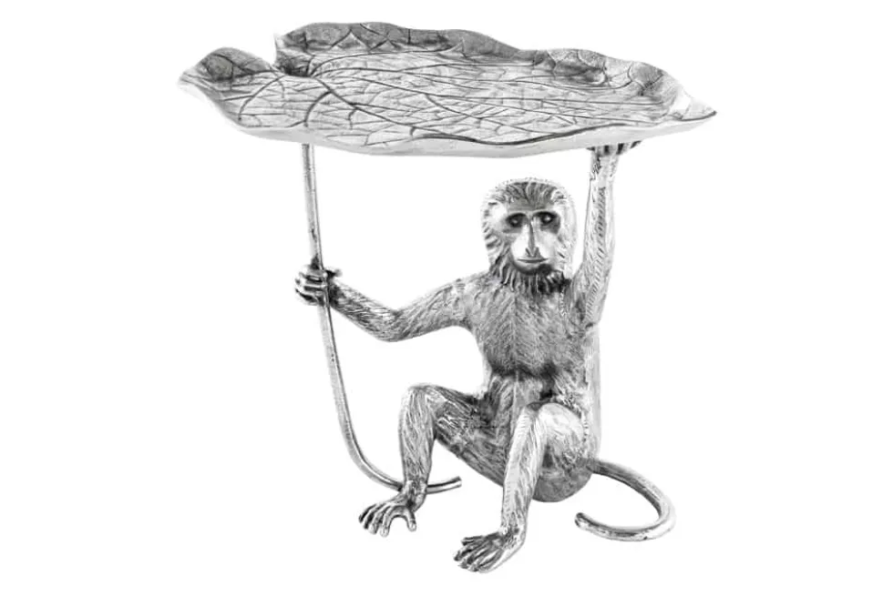 Design Beistelltisch WILDLIFE MONKEY 60cm silber Metall handmade