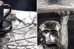 Design Beistelltisch WILDLIFE MONKEY 60cm silber Metall handmade