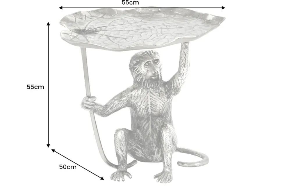 Design Beistelltisch WILDLIFE MONKEY 60cm silber Metall handmade