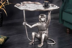Design Beistelltisch WILDLIFE MONKEY 60cm silber Metall handmade