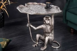 Design Beistelltisch WILDLIFE MONKEY 60cm silber Metall handmade