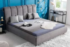 Design Bett MILANO 180x200cm grau Vogue Seiden Samtstoff