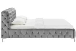 Design Bett MODERN BAROCK 160x200cm grau Samt Chesterfield Doppelbett