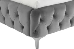 Design Bett MODERN BAROCK 160x200cm grau Samt Chesterfield Doppelbett