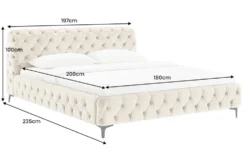 Design Bett MODERN BAROCK 180x200cm champagner Samt Chesterfield Doppelbett