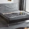 Design Bett SCORPION 180x200cm schwarz Mangoholz 3D Schnitzerei Massivholz Doppelbett