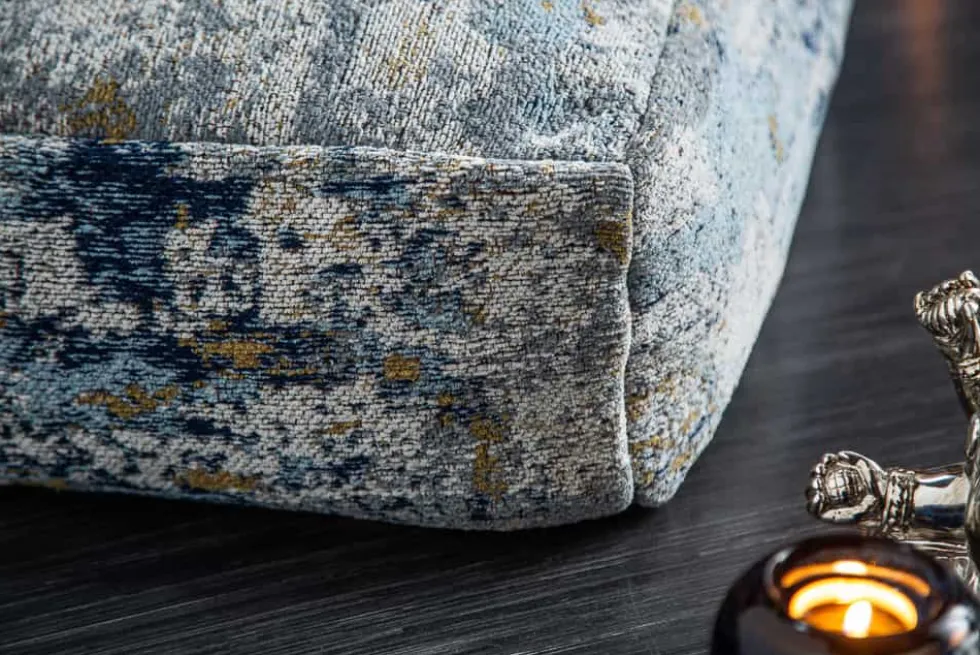 Design Bodenkissen XL ABSTRAKT 70cm blau beige abstraktes Muster Sitzpouf