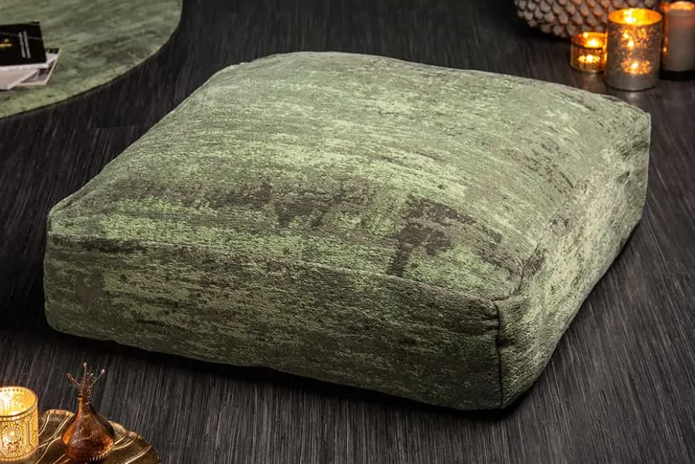 Design Bodenkissen XL MODERN ART 70cm grün abstraktes Muster Sitzpouf