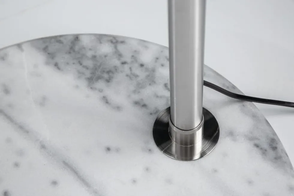 Design Bogenlampe EXTENSO 230cm weiß Stehlampe mit weißem Marmorfuß