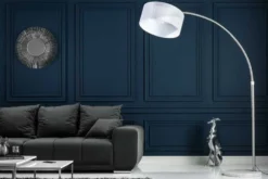 Design Bogenlampe EXTENSO 230cm weiß Stehlampe mit weißem Marmorfuß