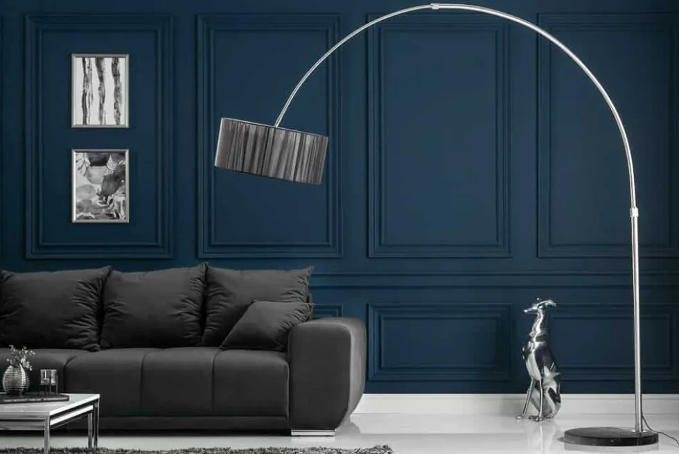 Design Bogenlampe EXTENSO 230cm schwarz Stehlampe mit Marmorfuß