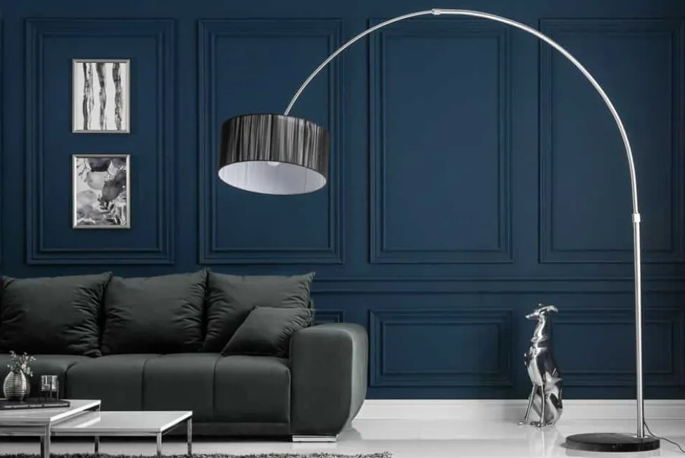 Design Bogenlampe EXTENSO 230cm schwarz Stehlampe mit Marmorfuß