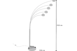 Design Bogenlampe FIVE LIGHTS 210cm schwarz gold Stehlampe mit Marmorfuß