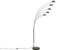 Design Bogenlampe FIVE LIGHTS 205cm chrom Stehlampe mit schwarzem Marmorfuß