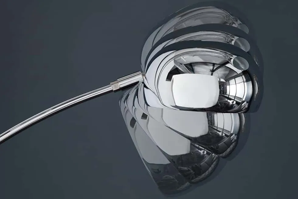 Design Bogenlampe FIVE LIGHTS 205cm chrom Stehlampe mit schwarzem Marmorfuß