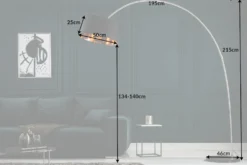 Design Bogenlampe FORMA 215cm schwarz gold Stehlampe mit Marmorfuß