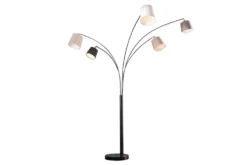 Design Bogenlampe LEVELS 205cm schwarz grau 5 Leinenschirme Stehlampe