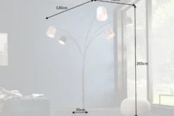 Design Bogenlampe LEVELS 205cm schwarz grau 5 Leinenschirme Stehlampe