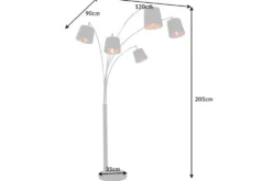 Design Bogenlampe LEVELS 205cm schwarz gold 5 neigbare Leinenschirme Stehlampe
