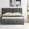 Design Boxbett ADLON 180x200cm grau Chenille mit Stauraum und Lattenrost