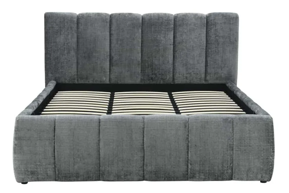 Design Boxbett ADLON 180x200cm grau Chenille mit Stauraum und Lattenrost