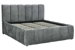 Design Boxbett ADLON 180x200cm grau Chenille mit Stauraum und Lattenrost