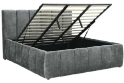 Design Boxbett ADLON 180x200cm grau Chenille mit Stauraum und Lattenrost