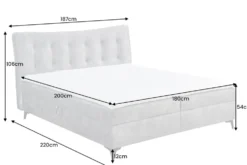 Design Boxbett DECADENCIA 180x200cm silbergrau Samt mit Stauraum Matratze Topper
