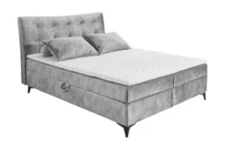 Design Boxbett DECADENCIA 180x200cm silbergrau Samt mit Stauraum Matratze Topper