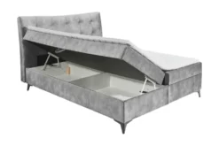 Design Boxbett DECADENCIA 180x200cm silbergrau Samt mit Stauraum Matratze Topper