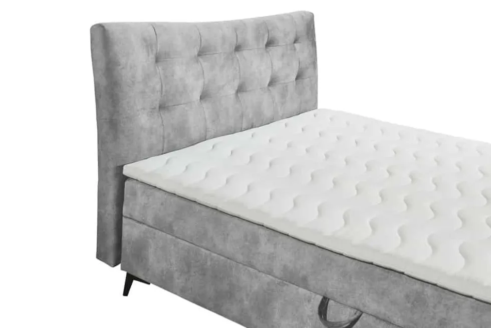 Design Boxbett DECADENCIA 180x200cm silbergrau Samt mit Stauraum Matratze Topper