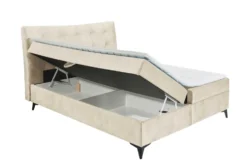 Design Boxbett DECADENCIA 180x200cm beige Samt mit Stauraum Matratze Topper