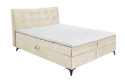 Design Boxbett DECADENCIA 180x200cm beige Samt mit Stauraum Matratze Topper