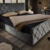 Design Boxbett ELYSIUM 180x200cm dunkelgrau Samt mit Stauraum und Lattenrost