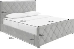 Design Boxbett ELYSIUM 180x200cm dunkelgrau Samt mit Stauraum und Lattenrost