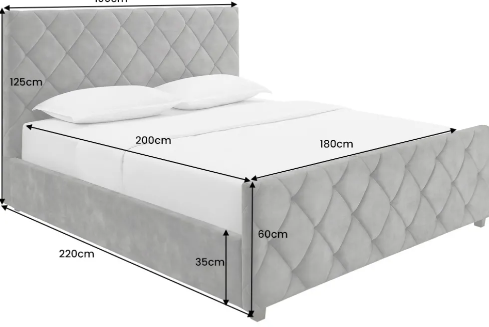 Design Boxbett ELYSIUM 180x200cm dunkelgrau Samt mit Stauraum und Lattenrost