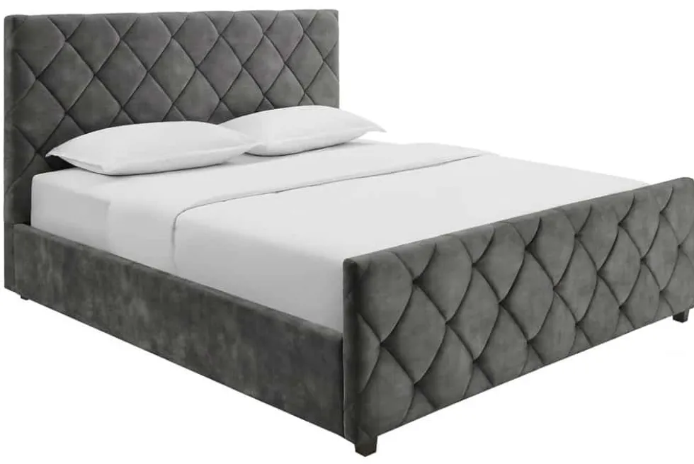 Design Boxbett ELYSIUM 180x200cm dunkelgrau Samt mit Stauraum und Lattenrost