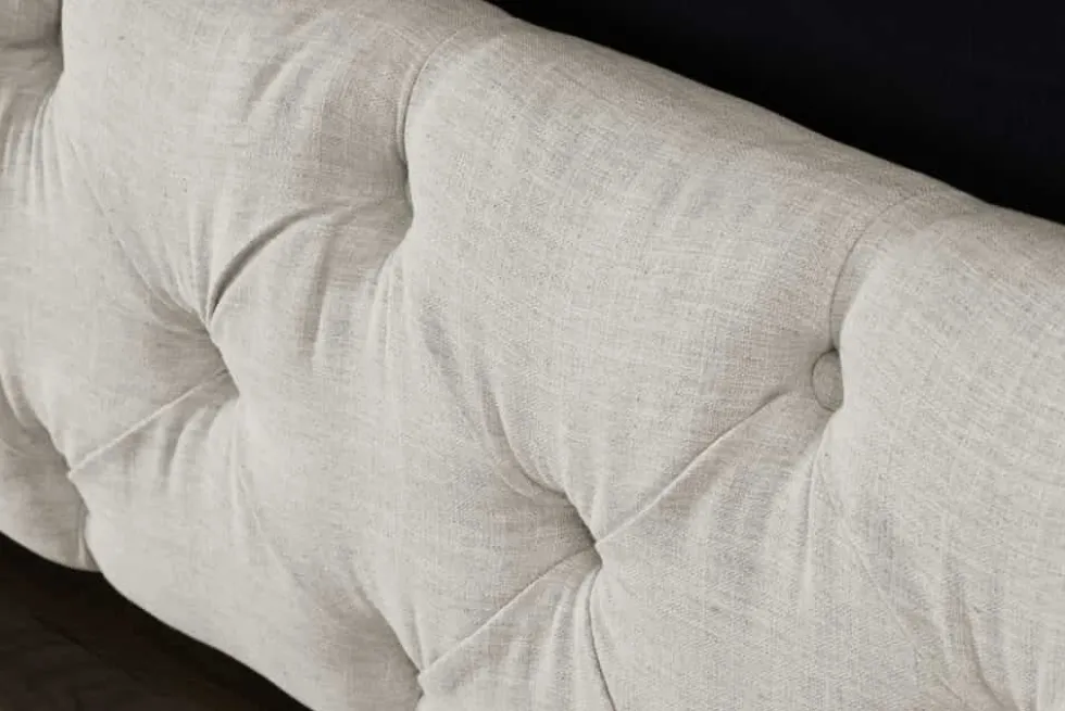 Design Boxbett PARIS 180x200cm beige Leinen Chesterfield Doppelbett