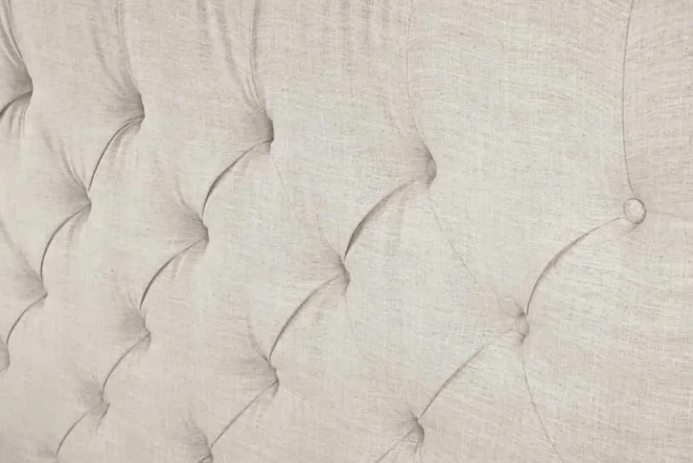 Design Boxbett PARIS 180x200cm beige Leinen Chesterfield Doppelbett