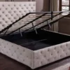 Design Boxbett PARIS 180x200cm champagner beige Samt mit Stauraum und Lattenrost