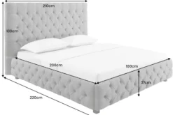 Design Boxbett PARIS 180x200cm grau Leinen Chesterfield Doppelbett