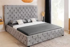 Design Boxbett PARIS 180x200 cm grau Bouclé Chesterfield