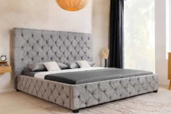 Design Boxbett PARIS 180x200 cm grau Bouclé Chesterfield