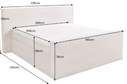 Design Boxspringbett SIGNUM 180x200cm beige Cord inkl. Topper Matratze und Stauraum