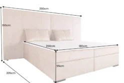 Design Boxspringbett SUITE HOTELBETT 180x200cm silber grau Samt inkl. Stauraum Topper