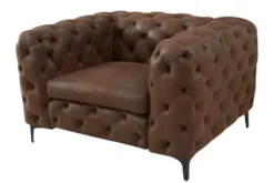Design Chesterfield Sessel MODERN BAROCK 120cm antik braun Microfaser mit Federkern