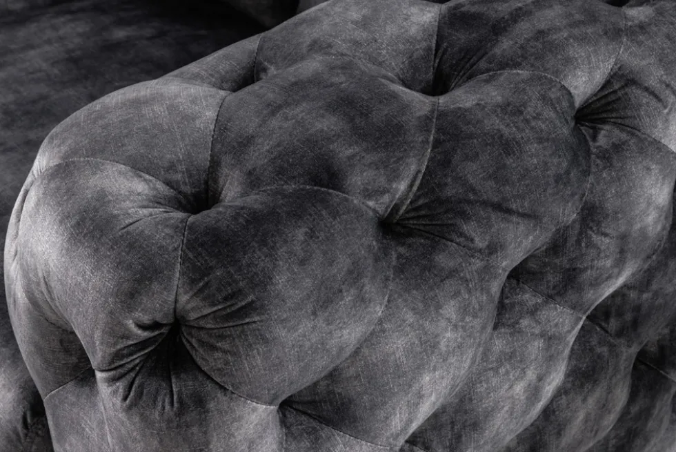 Design Chesterfield Sessel MODERN BAROCK 120cm dunkelgrau Samt
